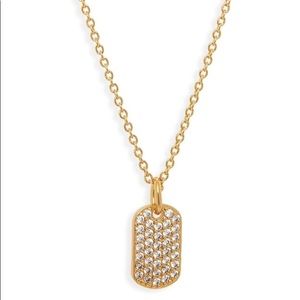 Gorjana Gold Dog Tag Pendant Necklace CZ - NWT
